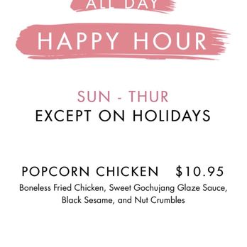 Anytime Kitchen  - Charged full price for popcorn chicken even tho it was happy hour - Korean Near Me - New York, New York