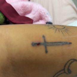 as you can see around i know proper after care but he was way too heavy handed and blotched my tattoo never going back. as you can see around i know proper after care but he was way too heavy handed and blotched my tattoo never going back.