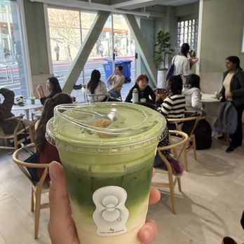 Eight Grams Matcha - Golden banana matcha with matcha foam - Coffee & Tea Near Me - Berkeley, California