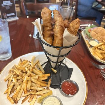 Wahoo's Seafood - Fish and chips. It's cod but it's very oily. - Seafood Markets Near Me - Kerrville, Texas