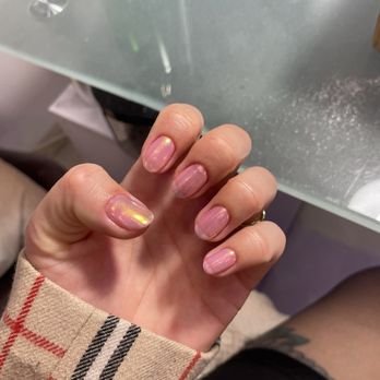 Red Polish - Gel manicure with chrome - Nail Salons Near Me - Los Angeles, California Red Polish - Gel manicure with chrome - Nail Salons Near Me - Los Angeles, California