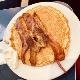 Huge delicious pancakes part of George's breakfast.