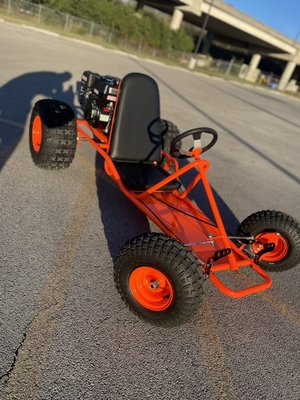 Go-Kart Project - Combining sandblasting and powder coating creates a synergistic effect, ensuring optimal adhesion, durability, and a high-quality finish. Sandblasting prepares the surface, while powder coating provides a protective and aesthetically pleasing coating.