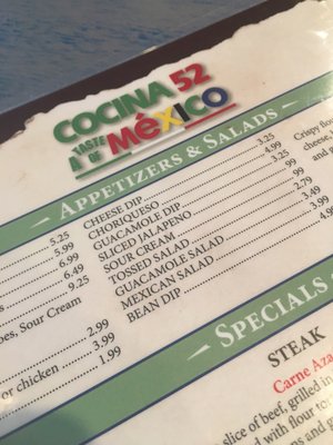 Menu photo 3 Cocina 52 Jacksonville, FL