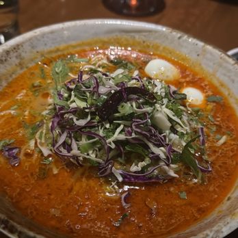 Bar Sen - Khao Poon Nahm Gai AKA Red vermicelli noodle dish (added quail eggs and moms chili oil 10/10) - Laotian Near Me - Oklahoma City, Oklahoma Bar Sen - Khao Poon Nahm Gai AKA Red vermicelli noodle dish (added quail eggs and moms chili oil 10/10) - Laotian Near Me - Oklahoma City, Oklahoma