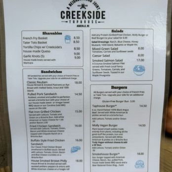 Creekside Taphouse - Menu 5/30/26 - American Near Me - Asheville, North Carolina