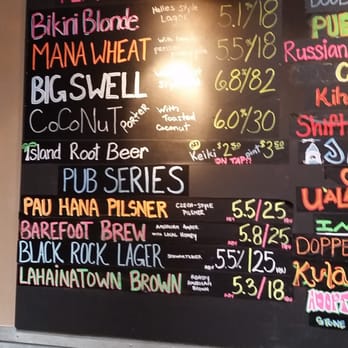 Maui Brewing - Standards Menu for Nov. 20, 2015 - Brewpubs Near Me - Lahaina, Hawaii