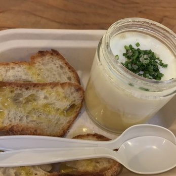 Eggslut - The slut--coddled egg, potato, and baguette slices on the side - Breakfast & Brunch Near Me - Los Angeles, California