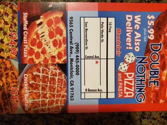 Double Or Nothing Pizza Pasta 9565 Central Ave Montclair Ca Restaurants Mapquest