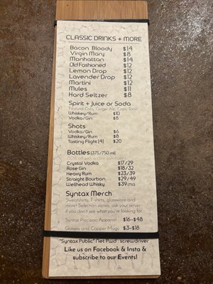 Menu photo 3 Syntax Spirits Greeley, CO