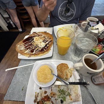 Canopy Road Cafe - Tallahassee - Healthy omelet with cheese guts and biscuit, eggs with maple bacon and blueberry cobbler pancake - Pancakes Near Me - Tallahassee, Florida Canopy Road Cafe - Tallahassee - Healthy omelet with cheese guts and biscuit, eggs with maple bacon and blueberry cobbler pancake - Pancakes Near Me - Tallahassee, Florida