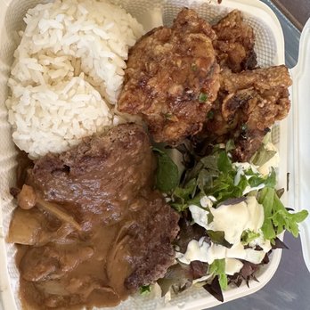 Pongo's Kitchen - Spicy guava CHICKEN & hamburger steak 2.3.2023 - Hawaiian Near Me - Honolulu, Hawaii