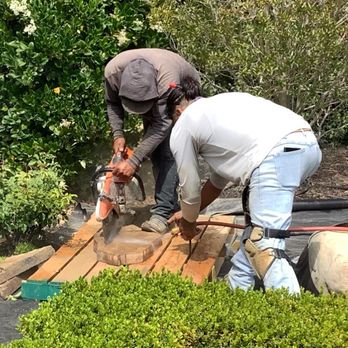 System Pavers - Cutting the pavers - Landscape Architects or Designers Near Me - Santa Barbara, California