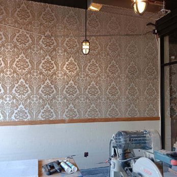 Robert's Wallpaper Installation - neat gluing around lights and wiring - Wallpapering Near Me Robert's Wallpaper Installation - neat gluing around lights and wiring - Wallpapering Near Me