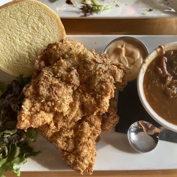 Civil Kitchen - Fried Chicken Sandwich with beef soup of the day - Bars Near Me - Springfield, Missouri