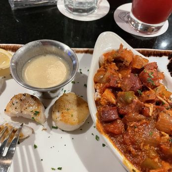 Pappas Seafood House - Scallops and jambalaya rice - Seafood Near Me - Humble, Texas Pappas Seafood House - Scallops and jambalaya rice - Seafood Near Me - Humble, Texas