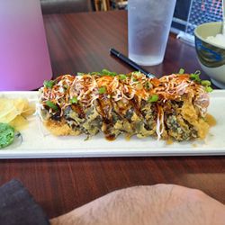 Ocean Sushi - BSU Specialty Roll, Bowl of Rice and glass of water.