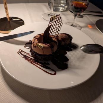 Delmonico's - The "Chocolate Symphony" - Dark & White chocolate mousse, chocolate ice cream. - Steakhouses Near Me - New York, New York