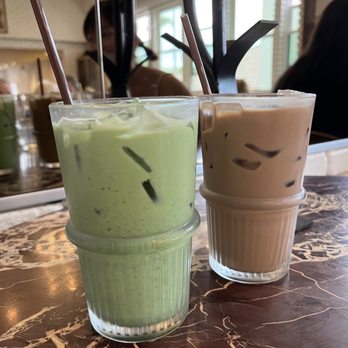 un caffe altamura - iced matcha latte ($8) and iced mocha - Cafes Near Me - Manhattan Beach, California un caffe altamura - iced matcha latte ($8) and iced mocha - Cafes Near Me - Manhattan Beach, California