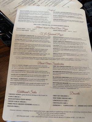 Menu photo 2 TJ's Italian Cafe Indian Rocks Beach, FL