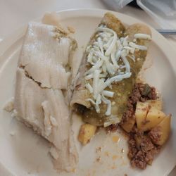 Chicken & chili tamale, cheese enchiladas (eeh) beef & potato 6-21-26