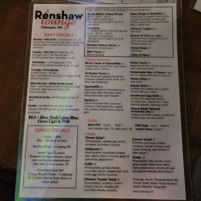 Menu photo 6 Renshaw Lounge Clawson, MI