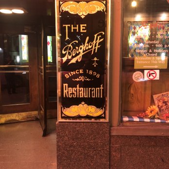 The Berghoff Restaurant - Curbside restaurant entrance sign. - Bars Near Me - Chicago, Illinois