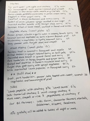 Menu photo 6 Vij's Restaurant Vancouver, BC Menu photo 6 Vij's Restaurant Vancouver, BC