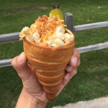 Lake Ann Corner Cone - It's like a croissant bun cone filled with gourmet Mac N Cheese! - Ice Cream & Frozen Yogurt Near Me - Lake Ann, Michigan Lake Ann Corner Cone - It's like a croissant bun cone filled with gourmet Mac N Cheese! - Ice Cream & Frozen Yogurt Near Me - Lake Ann, Michigan