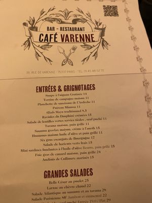 Menu photo 1 Café Varenne Paris, 75 Menu photo 1 Café Varenne Paris, 75