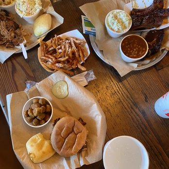 Smokin Pig - *Sweet potato fries(loaded)  *Pork jr, fried okra,pickle  *brisket,ribs,Cole slaw,baked beans  *Pork,potato casserole - Barbeque Near Me - Easley, South Carolina