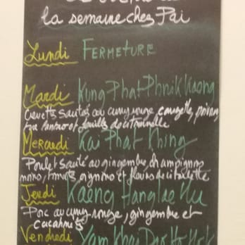 Chez Paï - Le plat du jour, pour chaque jour ouvert de la semaine ( sauf samedi). - Thai Near Me - Paris, 75