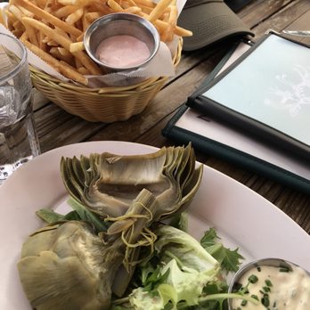 Nepenthe - Artichoke and basket of fries - New American Near Me - Big Sur, California Nepenthe - Artichoke and basket of fries - New American Near Me - Big Sur, California