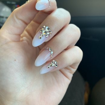 3D Bella Nails - Swarovski crystals with gel painted ombre french tips - Nail Salons Near Me - La Mirada, California 3D Bella Nails - Swarovski crystals with gel painted ombre french tips - Nail Salons Near Me - La Mirada, California