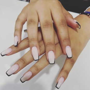 Metro Nails - sns extension coffin shape French - Nail Salons Near Me - Mount Kisco, New York