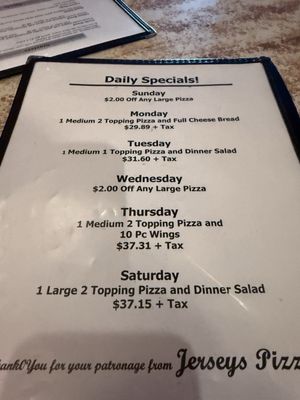Menu photo 1 Jerseys Pizza San Bernardino, CA