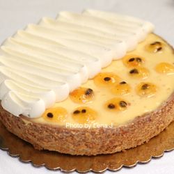 8" Passion Fruit Tart ($43) - curd is thick, has a strong passion fruit flavor