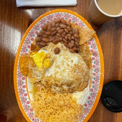 Mi Tierra Mexican Food & Market - Chilaquile plate and over easy eggs