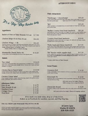 Menu photo 1 The Flip Flop Grill Worley, ID Menu photo 1 The Flip Flop Grill Worley, ID