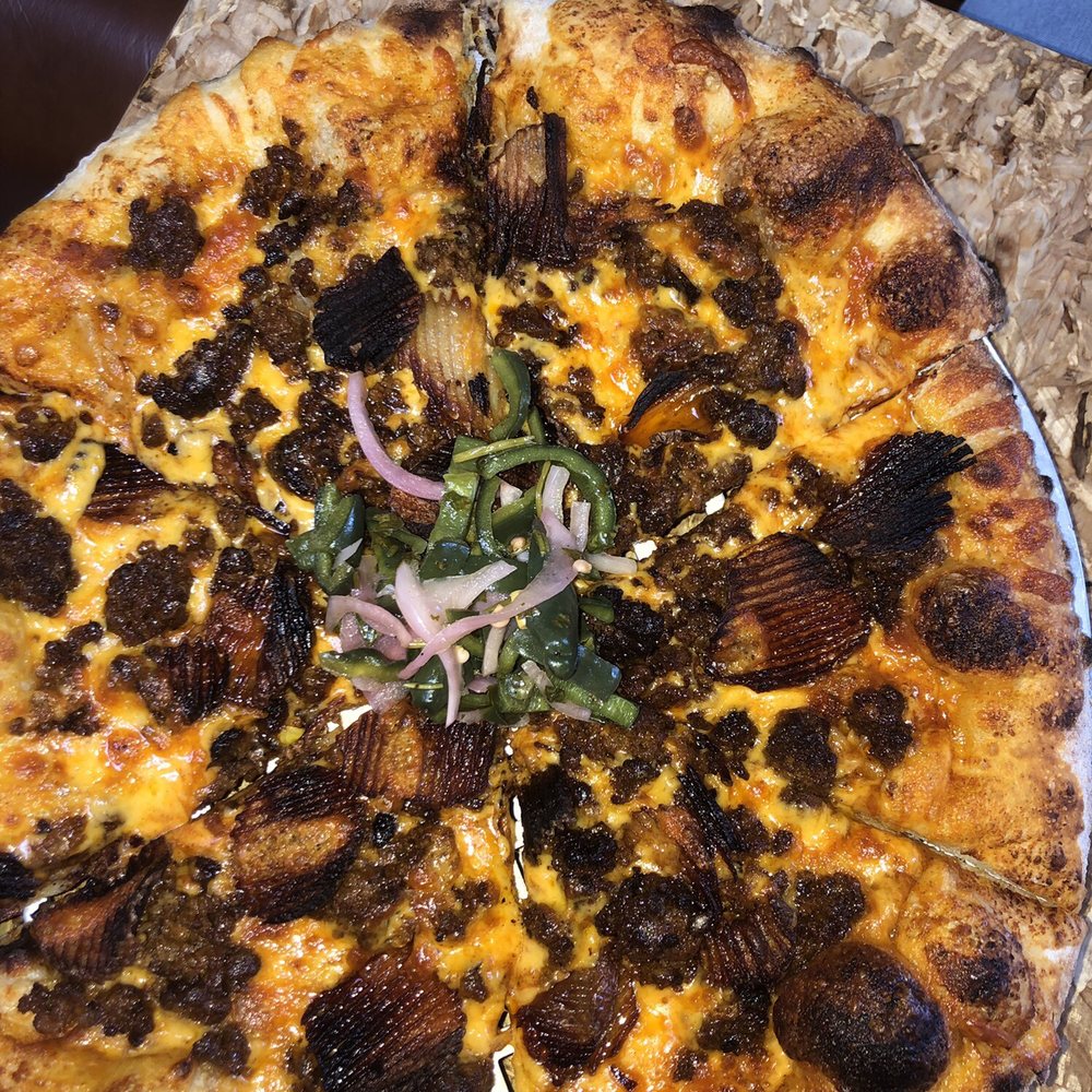 Gran Castor - Papas y chorizo pizza ($13.75) - Latin American Near Me - Troy, Michigan Gran Castor - Papas y chorizo pizza ($13.75) - Latin American Near Me - Troy, Michigan