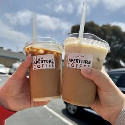 left: vanilla latte right: sweet cream latte