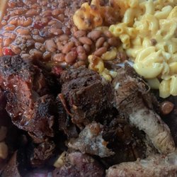 Big Bros Catering - Two meat plate: Smoked Neckbones, ribs, Bro-Mac and Bro-Beans.