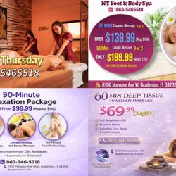 NY Foot & Body Spa - 60 mins couple massage for 2 only $ 139.99 ( Reg$ 160 ) , hot stone & essentials oils for free