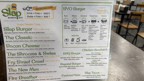 Menu photo 1 Slap Burger Bar Denton, TX Menu photo 1 Slap Burger Bar Denton, TX