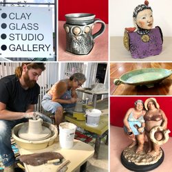 Pottery classes in wheel throwing and handbuilding. Classes for kids, too. Art from local ceramic artists available for sale.