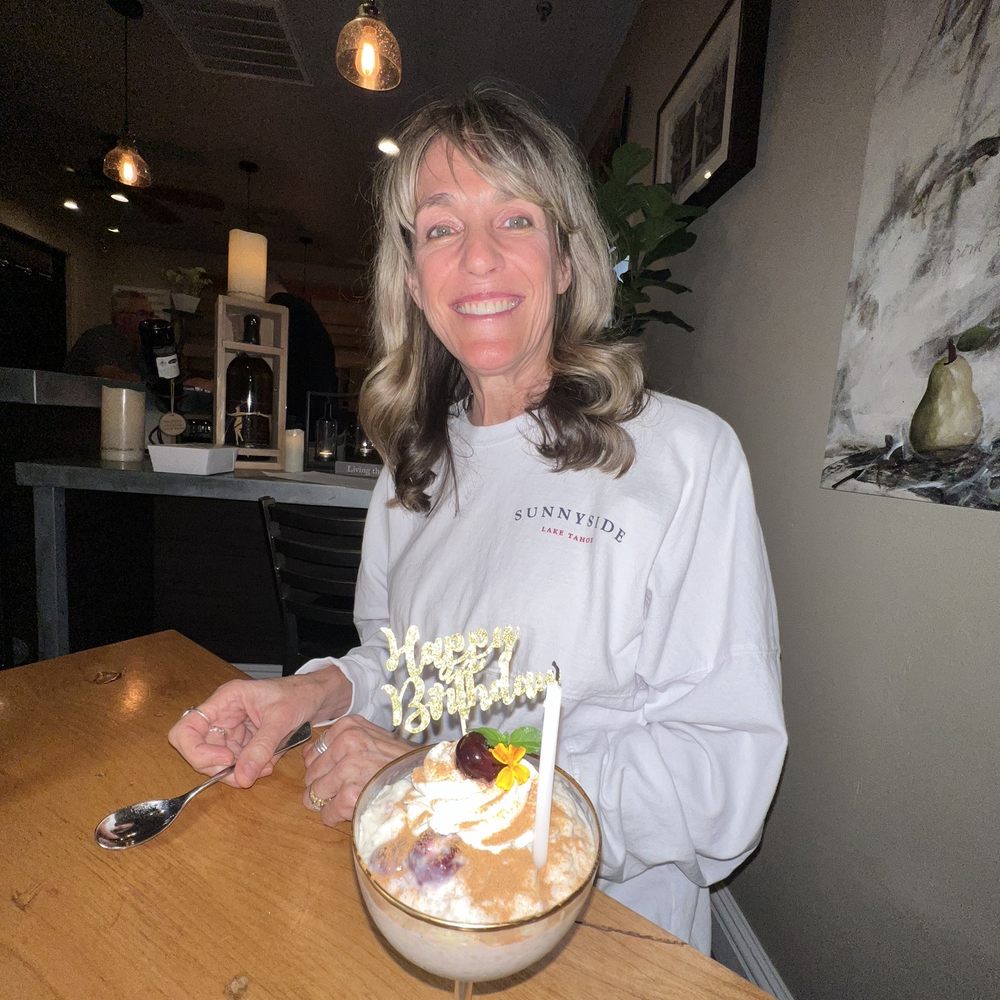 Twelve 28 Kitchen - The birthday girl with her Cherries and Rice Pudding dessert - New American Near Me - Penn Valley, California Twelve 28 Kitchen - The birthday girl with her Cherries and Rice Pudding dessert - New American Near Me - Penn Valley, California