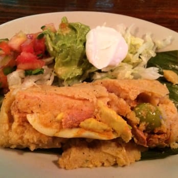 SOL Mexican Grill - Tamale app $4 upstairs comes with pico de gallo, guacamole and sour cream woot! - Mexican Near Me - Washington, DC, District of Columbia