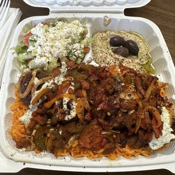 Shawarma King - This is the falafel plate, made perfectly to my level of spicy, I can take the heat and it was delicious - Halal Near Me - Castroville, California