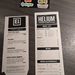 Menu of food