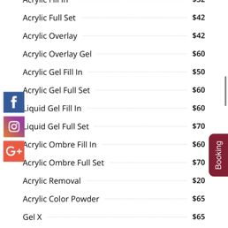 Paid $70 dollar for regular acrylic full set even when no acrylic was removed and no gel or polish was used Paid $70 dollar for regular acrylic full set even when no acrylic was removed and no gel or polish was used